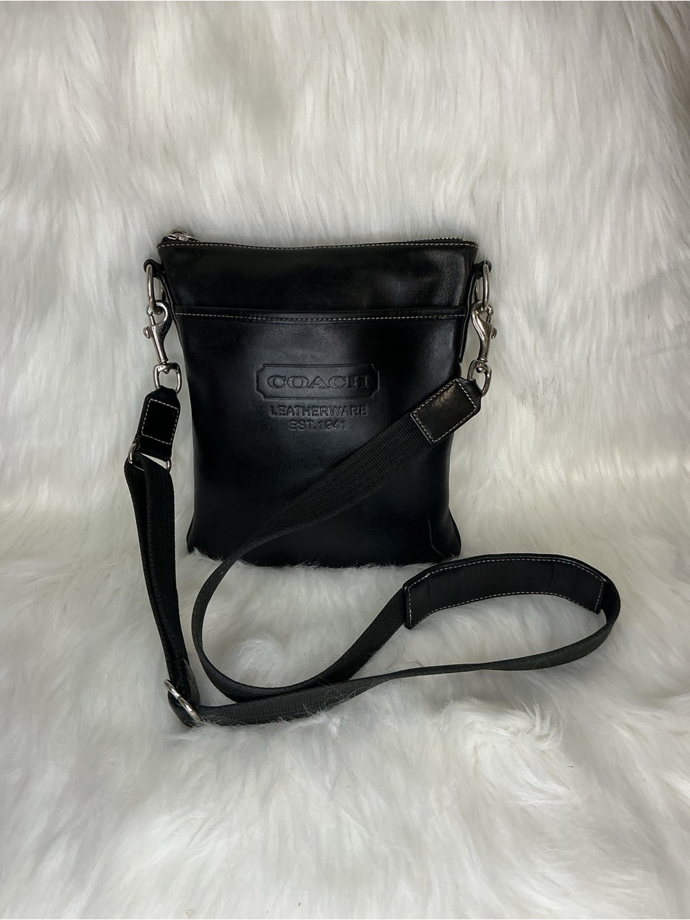 Coach Black Leather Messenger Crossbody Bag Est. 1941